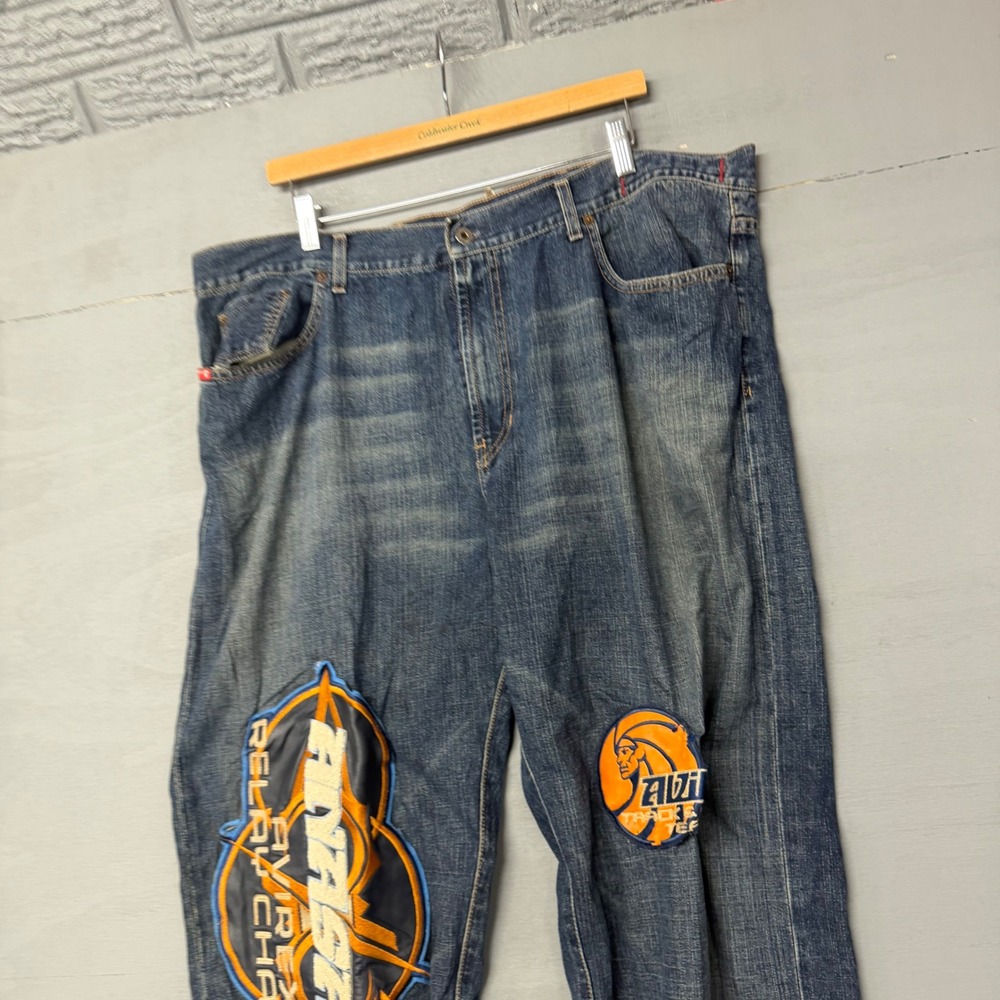 Avirex Mens Relay Champs Graphic‎ Relaxed Fit Jeans Blue Medium Wash 42x34 4988